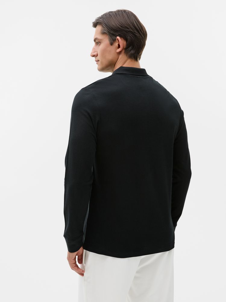 Рубашка поло мужская с длинным рукавом Perfect LSL Men, черная фото 6