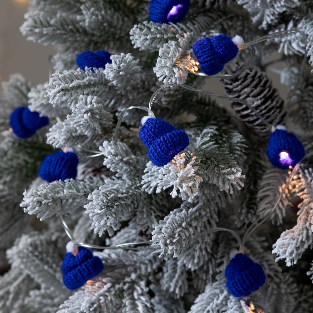 Гирлянда Cosy Poms, синяя фото 2
