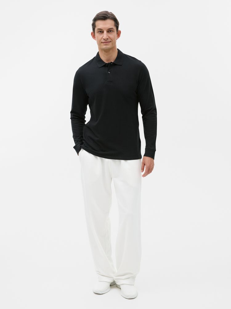 Рубашка поло мужская с длинным рукавом Perfect LSL Men, черная фото 8