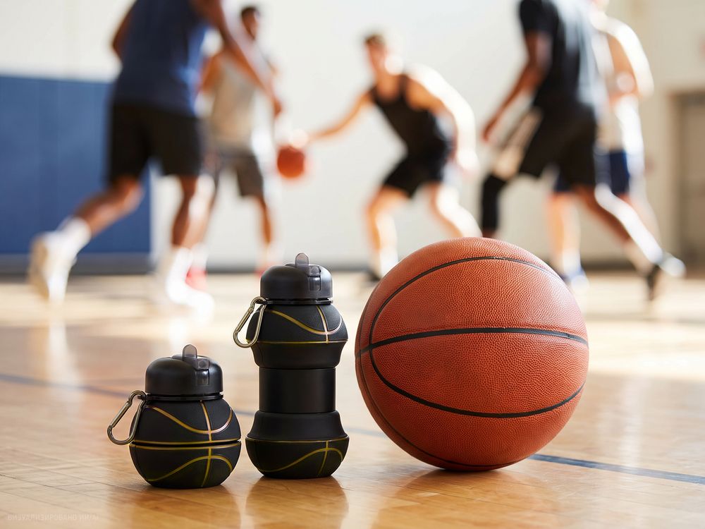 Складная бутылка для воды Basketball Flex, черная фото 11